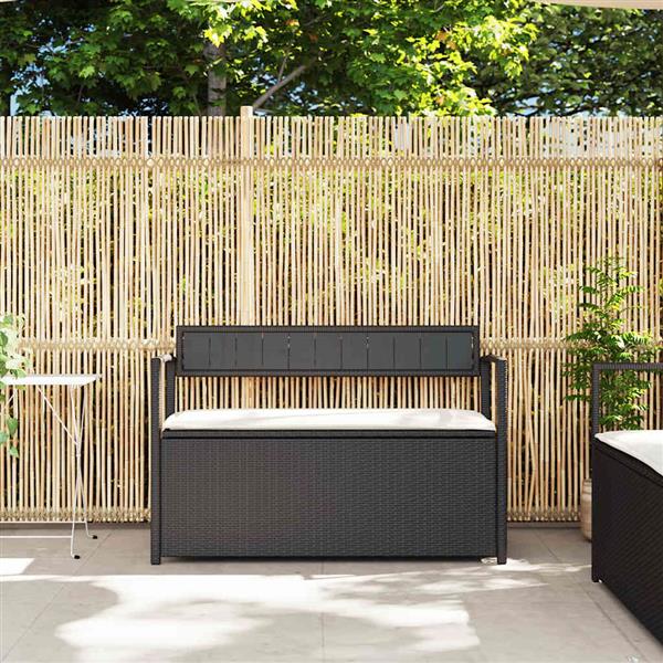 Grote foto vidaxl tuinbank met kussen zwart polyrotan tuin en terras tuinmeubelen