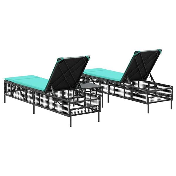 Grote foto vidaxl ligstoelen 2 stuks met tafel zwart poly rotan tuin en terras tuinmeubelen