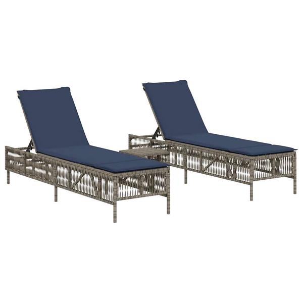 Grote foto vidaxl ligstoelen 2 stuks met tafel grijs poly rotan tuin en terras tuinmeubelen