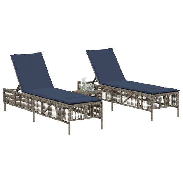 Grote foto vidaxl ligstoelen 2 stuks met tafel grijs poly rotan tuin en terras tuinmeubelen