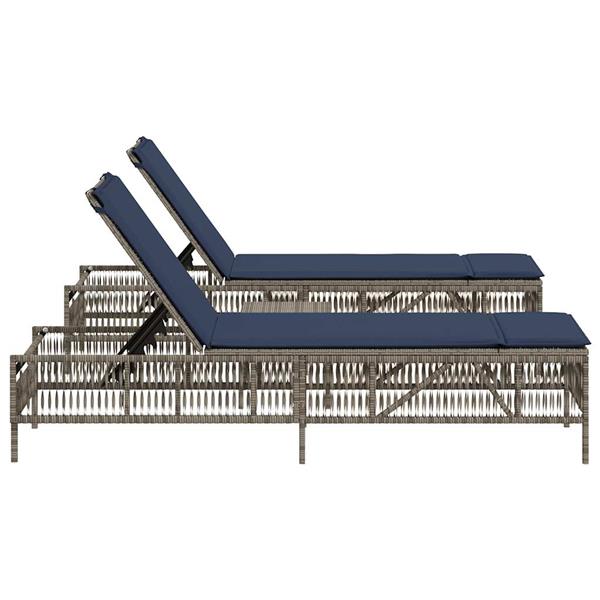 Grote foto vidaxl ligstoelen 2 stuks met tafel grijs poly rotan tuin en terras tuinmeubelen