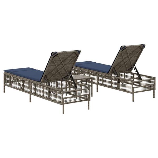 Grote foto vidaxl ligstoelen 2 stuks met tafel grijs poly rotan tuin en terras tuinmeubelen