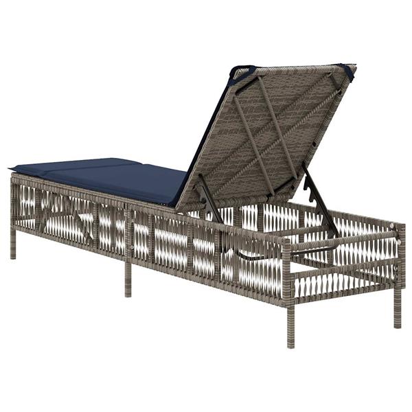 Grote foto vidaxl ligstoel met kussen grijs polyrotan tuin en terras tuinmeubelen