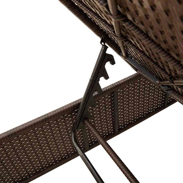 Grote foto vidaxl ligstoel met tafel en kussen bruin polyrotan tuin en terras tuinmeubelen