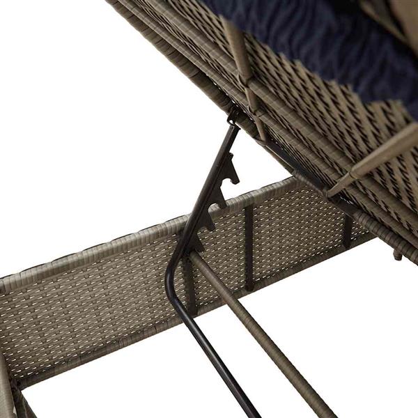 Grote foto vidaxl ligstoel met kussen grijs polyrotan tuin en terras tuinmeubelen