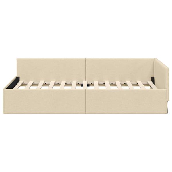 Grote foto vidaxl hoekbedframe cr me 100 x 200 cm stof en ge mproviseerd hout antiek en kunst stoelen en banken