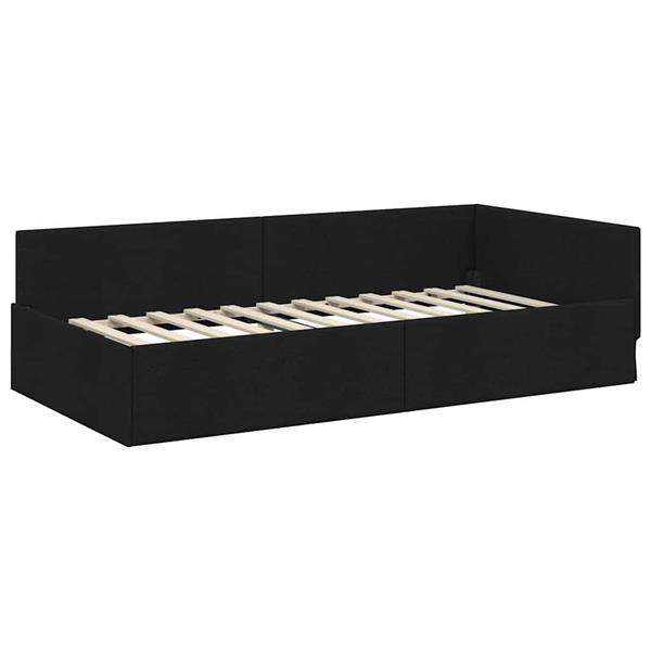 Grote foto vidaxl hoekbedframe zwart 100 x 200 cm stof en ge mproviseerd hout antiek en kunst stoelen en banken