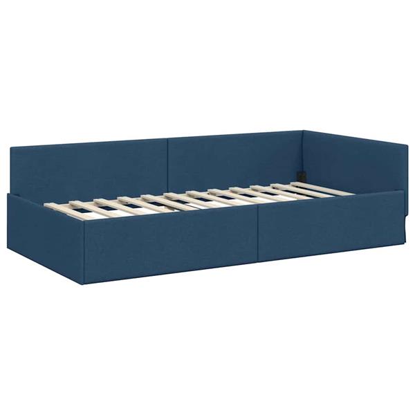 Grote foto vidaxl hoekbedframe blauw 90 x 200 cm stof en ge mproviseerd hout antiek en kunst stoelen en banken