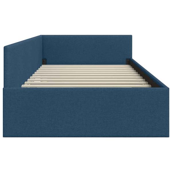 Grote foto vidaxl hoekbedframe blauw 90 x 200 cm stof en ge mproviseerd hout antiek en kunst stoelen en banken