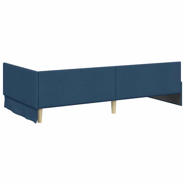 Grote foto vidaxl hoekbedframe blauw 90 x 200 cm stof en ge mproviseerd hout antiek en kunst stoelen en banken