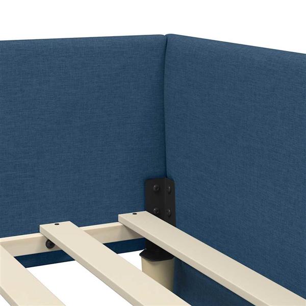 Grote foto vidaxl hoekbedframe blauw 90 x 200 cm stof en ge mproviseerd hout antiek en kunst stoelen en banken
