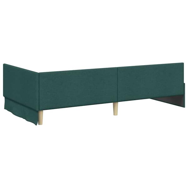 Grote foto vidaxl hoekbedframe met hoofdeinde donkergroen 90 x 200 cm antiek en kunst stoelen en banken