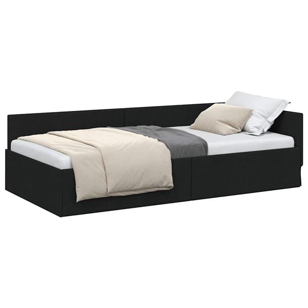 Grote foto vidaxl hoekbedframe zwart 90 x 200 cm stof en ge mproviseerd hout antiek en kunst stoelen en banken