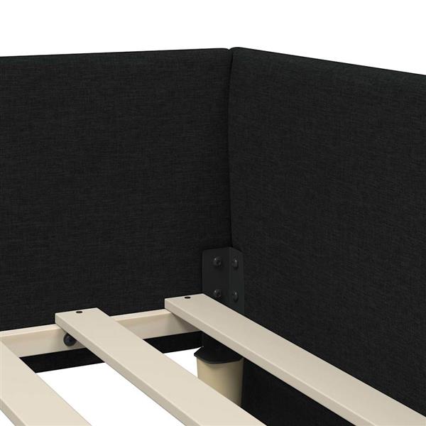 Grote foto vidaxl hoekbedframe zwart 90 x 200 cm stof en ge mproviseerd hout antiek en kunst stoelen en banken