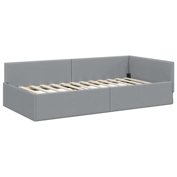 Grote foto vidaxl hoekbedframe lichtgrijs 90 x 200 cm stof en ge mproviseerd hout antiek en kunst stoelen en banken