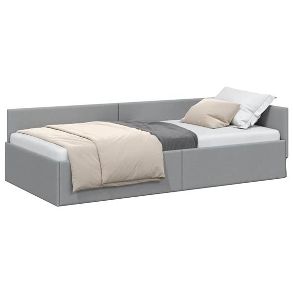 Grote foto vidaxl hoekbedframe lichtgrijs 90 x 200 cm stof en ge mproviseerd hout antiek en kunst stoelen en banken