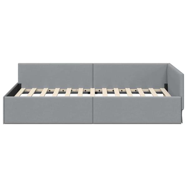 Grote foto vidaxl hoekbedframe lichtgrijs 90 x 200 cm stof en ge mproviseerd hout antiek en kunst stoelen en banken