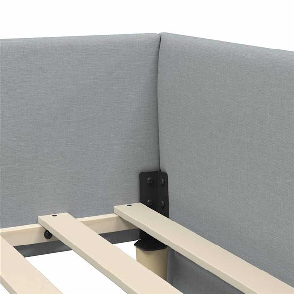 Grote foto vidaxl hoekbedframe lichtgrijs 90 x 200 cm stof en ge mproviseerd hout antiek en kunst stoelen en banken