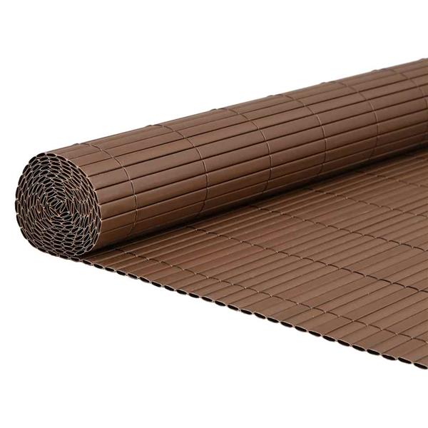Grote foto vidaxl tuinhek dubbelzijdig bruin 1 8x5 m pvc tuin en terras hekken en schuttingen