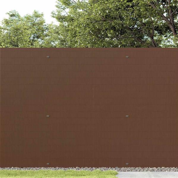 Grote foto vidaxl tuinhek dubbelzijdig bruin 1 8x5 m pvc tuin en terras hekken en schuttingen