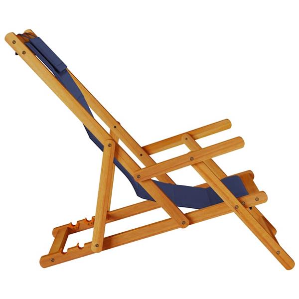 Grote foto vidaxl opvouwbare stoel met armleuningen blauw acaciahout en textiel tuin en terras tuinmeubelen
