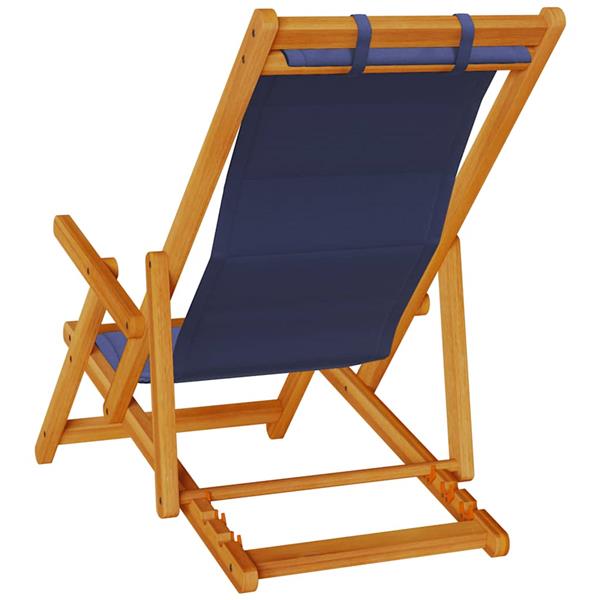 Grote foto vidaxl opvouwbare stoel met armleuningen blauw acaciahout en textiel tuin en terras tuinmeubelen