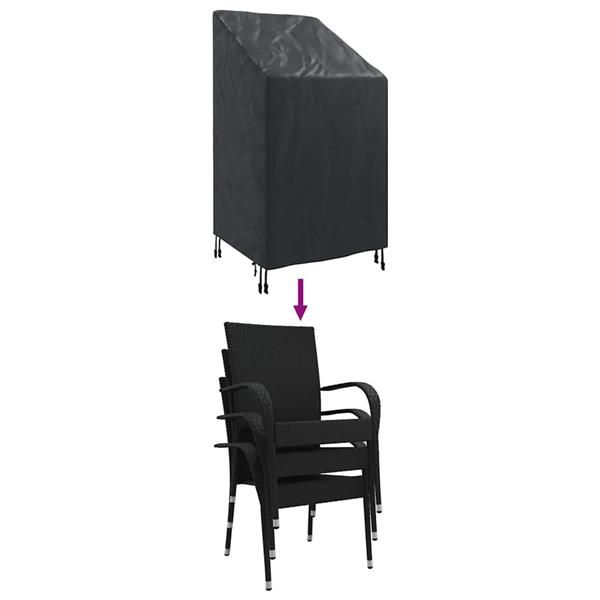 Grote foto vidaxl tuinstoelhoes zwart 70 x 70 x 85 125 cm 420d stof tuin en terras tuinmeubelen