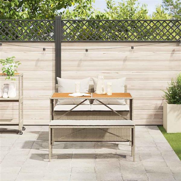 Grote foto vidaxl 3 delige tuinset met kussens beige polyrotan tuin en terras tuinmeubelen