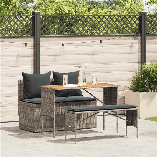 Grote foto vidaxl 3 delige tuinset met kussens grijs polyrotan tuin en terras tuinmeubelen
