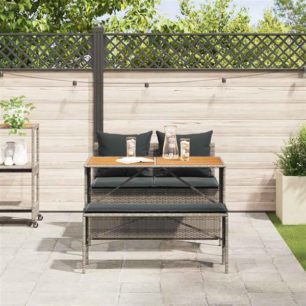 Grote foto vidaxl 3 delige tuinset met kussens grijs polyrotan tuin en terras tuinmeubelen