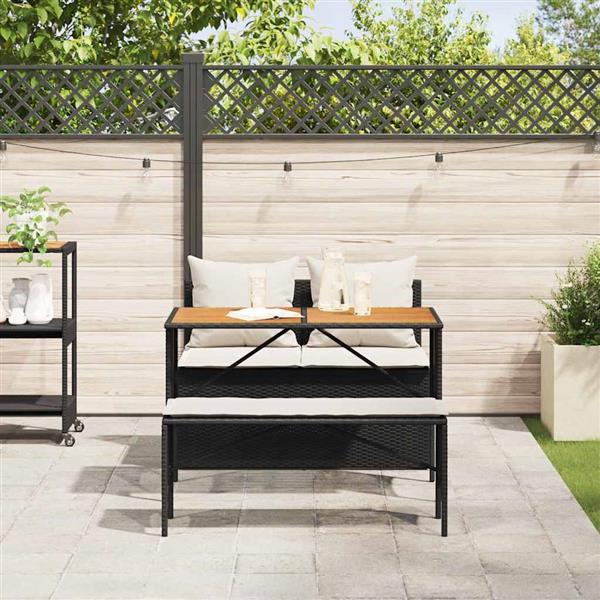 Grote foto vidaxl 3 delige tuinset met kussens van zwart polyrotan tuin en terras tuinmeubelen