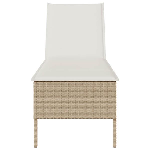 Grote foto vidaxl ligstoel met kussen beige 55x200x44cm polyrotan tuin en terras tuinmeubelen
