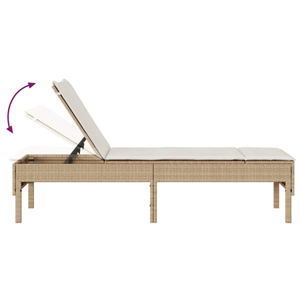 Grote foto vidaxl ligstoel met kussen beige 55x200x44cm polyrotan tuin en terras tuinmeubelen