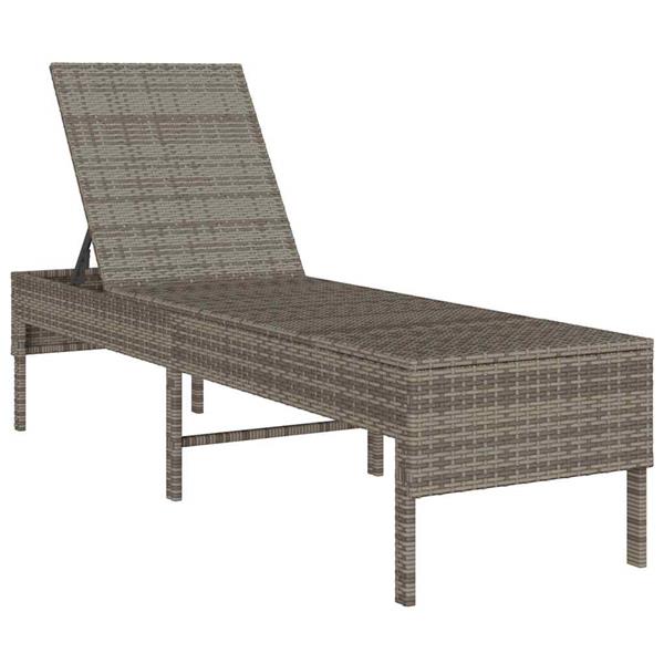 Grote foto vidaxl ligstoel met kussen grijs 55x200x44cm polyrotan tuin en terras tuinmeubelen