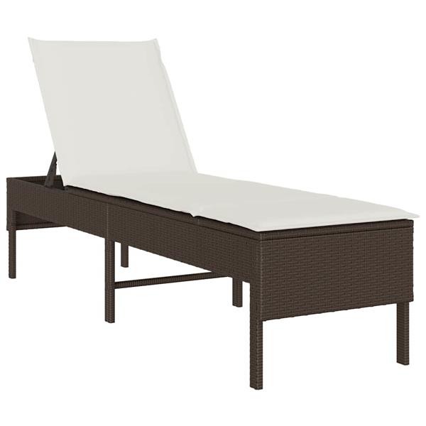 Grote foto vidaxl ligstoel met kussen bruin 55x200x44cm polyrotan tuin en terras tuinmeubelen