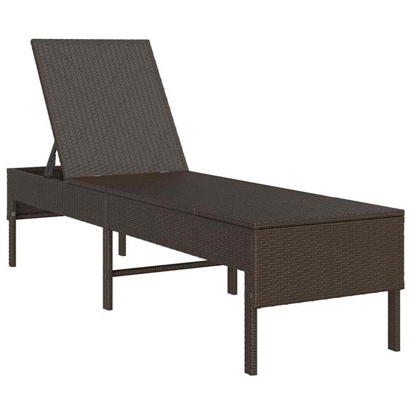 Grote foto vidaxl ligstoel met kussen bruin 55x200x44cm polyrotan tuin en terras tuinmeubelen