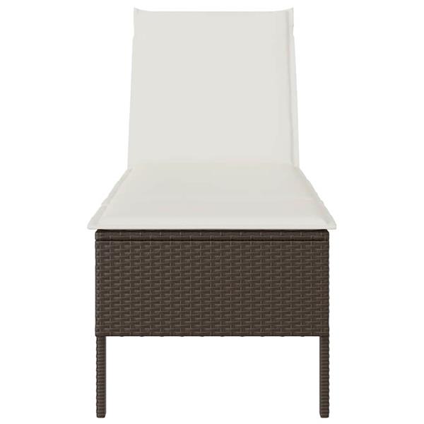 Grote foto vidaxl ligstoel met kussen bruin 55x200x44cm polyrotan tuin en terras tuinmeubelen