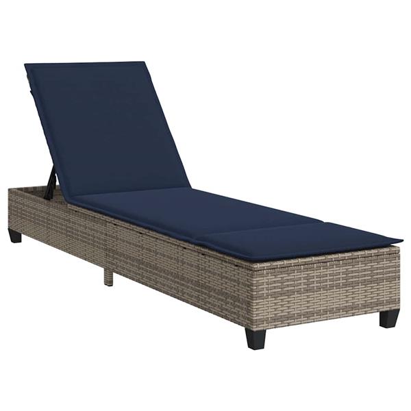 Grote foto vidaxl ligstoel met kussens grijs 55x200x25 5cm polyrotan tuin en terras tuinmeubelen