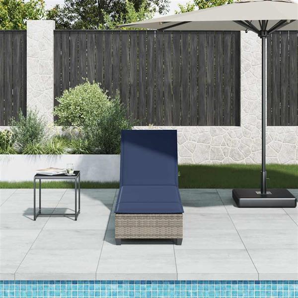Grote foto vidaxl ligstoel met kussens grijs 55x200x25 5cm polyrotan tuin en terras tuinmeubelen