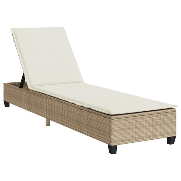 Grote foto vidaxl ligstoel met kussens beige 55x200x25 5cm polyrotan tuin en terras tuinmeubelen