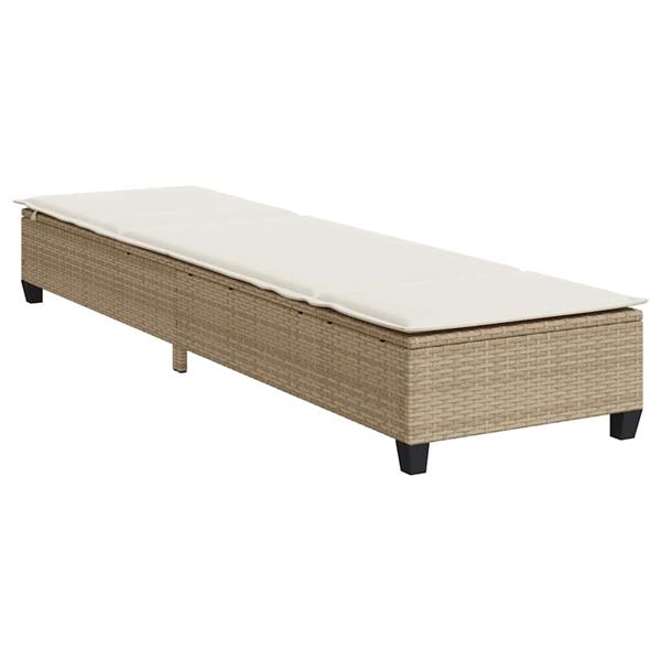 Grote foto vidaxl ligstoel met kussens beige 55x200x25 5cm polyrotan tuin en terras tuinmeubelen