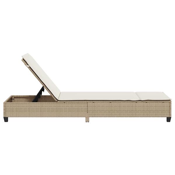 Grote foto vidaxl ligstoel met kussens beige 55x200x25 5cm polyrotan tuin en terras tuinmeubelen