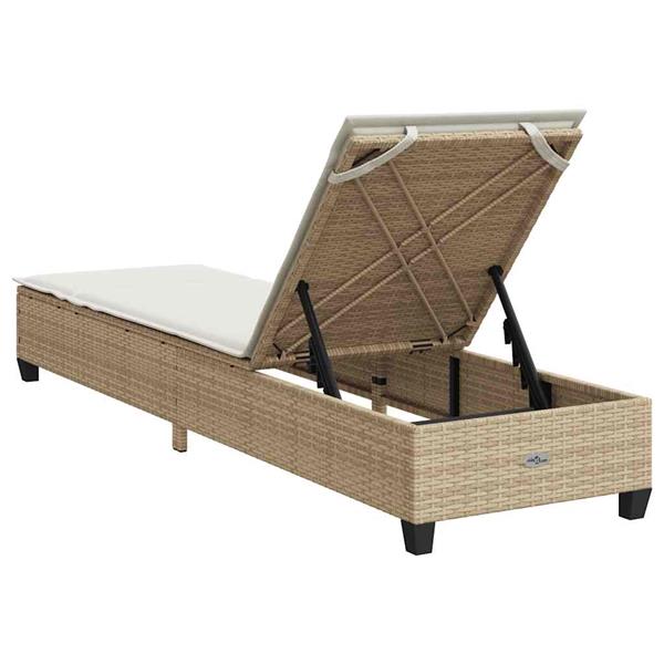 Grote foto vidaxl ligstoel met kussens beige 55x200x25 5cm polyrotan tuin en terras tuinmeubelen