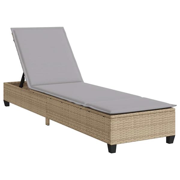 Grote foto vidaxl ligstoel met kussens beige 55x200x25 5cm polyrotan tuin en terras tuinmeubelen