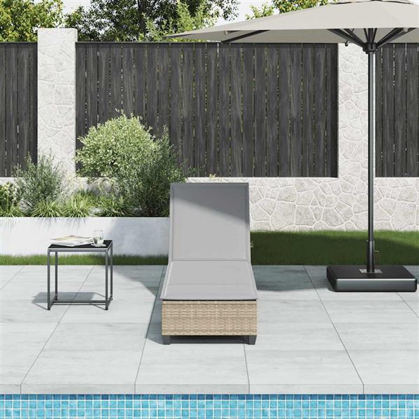 Grote foto vidaxl ligstoel met kussens beige 55x200x25 5cm polyrotan tuin en terras tuinmeubelen