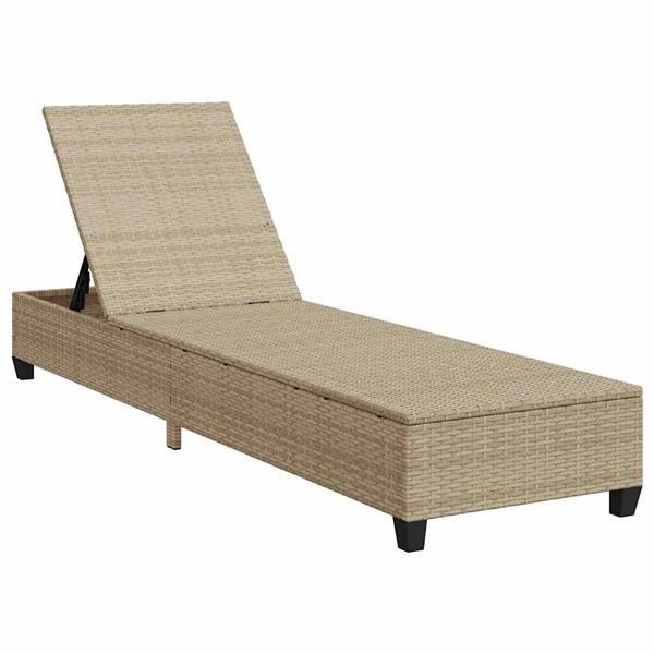 Grote foto vidaxl ligstoel met kussens beige 55x200x25 5cm polyrotan tuin en terras tuinmeubelen