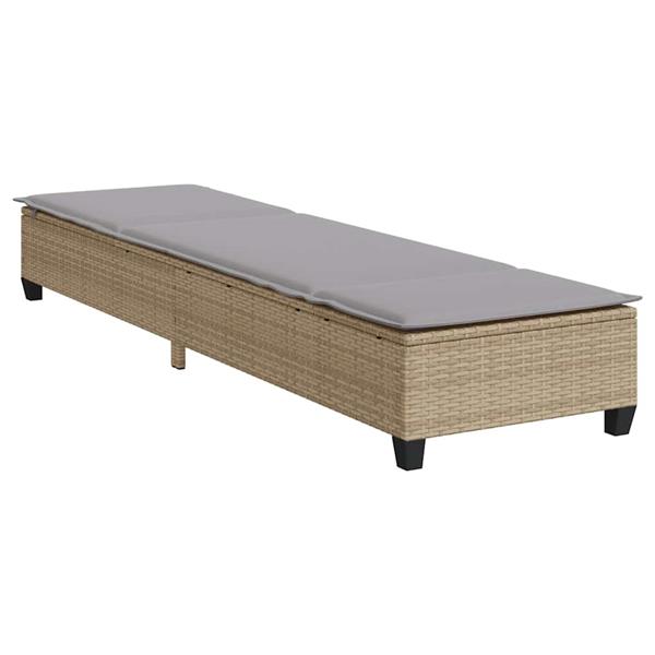 Grote foto vidaxl ligstoel met kussens beige 55x200x25 5cm polyrotan tuin en terras tuinmeubelen