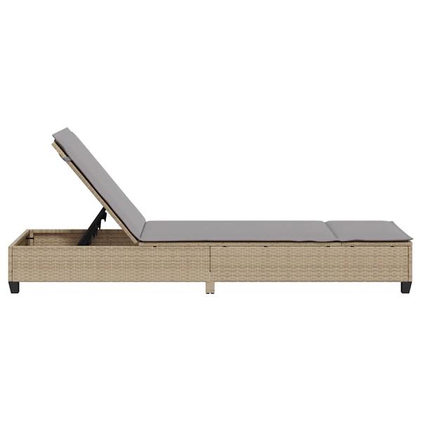Grote foto vidaxl ligstoel met kussens beige 55x200x25 5cm polyrotan tuin en terras tuinmeubelen