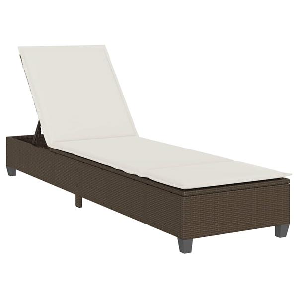 Grote foto vidaxl ligstoel met kussens bruin 55x200x25 5cm polyrotan tuin en terras tuinmeubelen