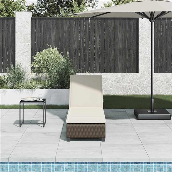 Grote foto vidaxl ligstoel met kussens bruin 55x200x25 5cm polyrotan tuin en terras tuinmeubelen